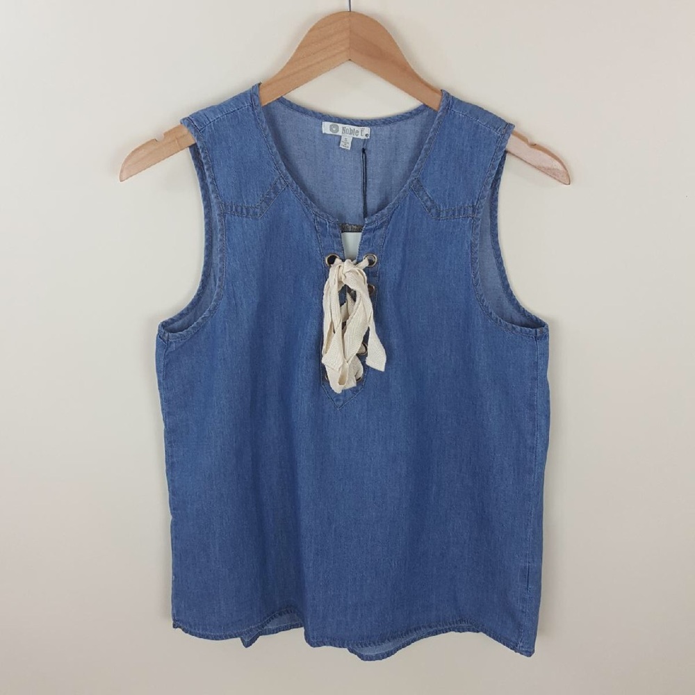 COPY - 100% denim tie front tank top
